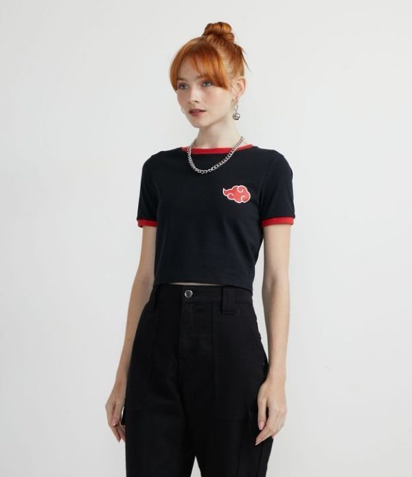 Blusa Cropped em Algodão com Estampa Naruto