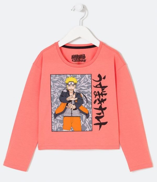 Blusa Infantil Manga Longa com Estampa Naruto