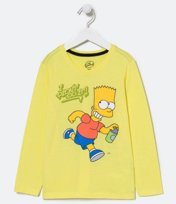 Camiseta Infantil com Estampa Bart Simpsons - Tam 5 a 14 anos