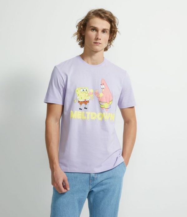 Camiseta Manga Curta Estampa Patrick e Bob Esponja