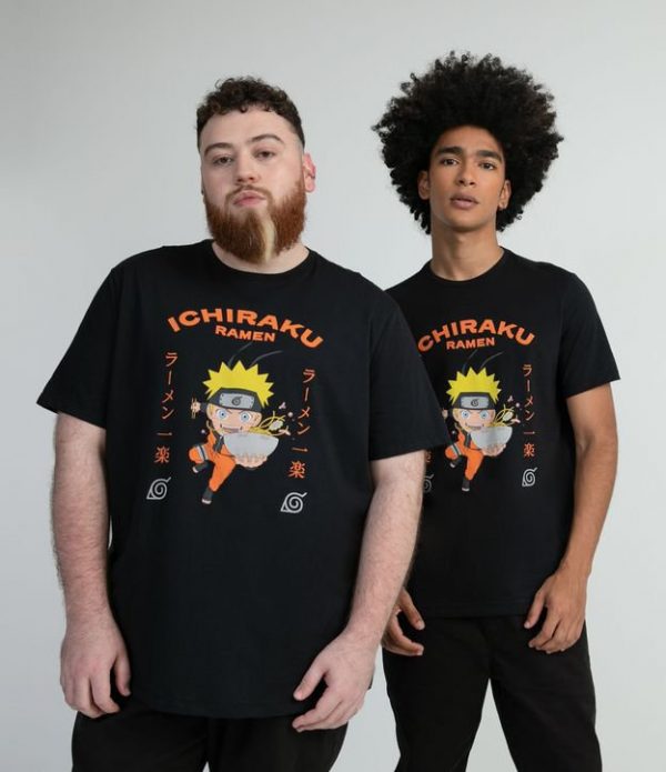 Camiseta Manga Curta com Estampa Naruto Ramen