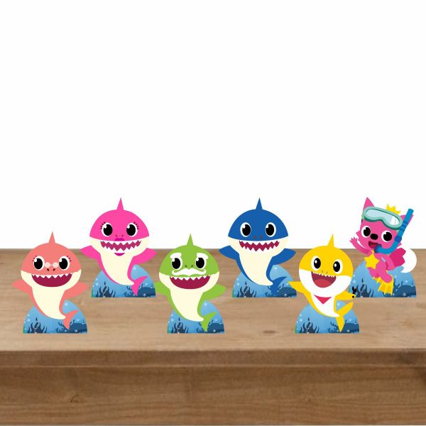 Kit 6 Displays De Mesa Para Festa Baby Shark