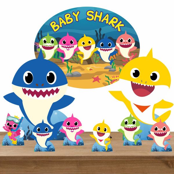 Kit Decoração Totem Display 7 Peças E Elipse Baby Shark