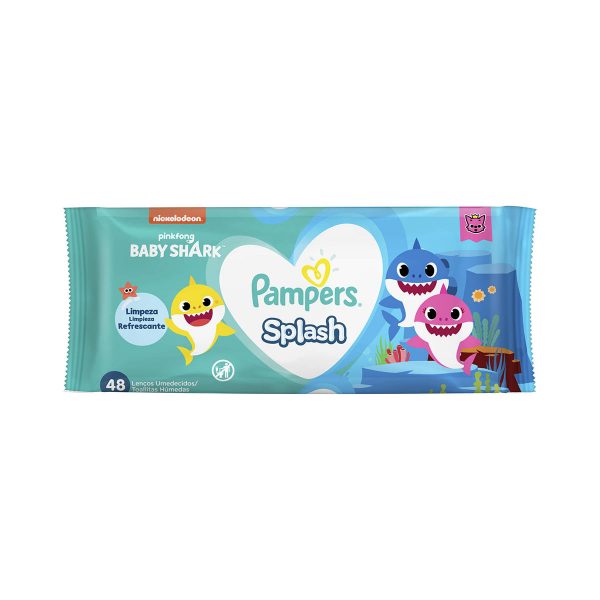 Lenço Umedecido Pampers Splashers Baby Shark 48 Unidades