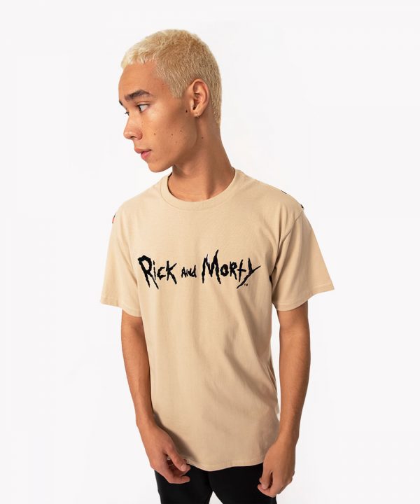 camiseta de algodão manga curta rick and morty bege