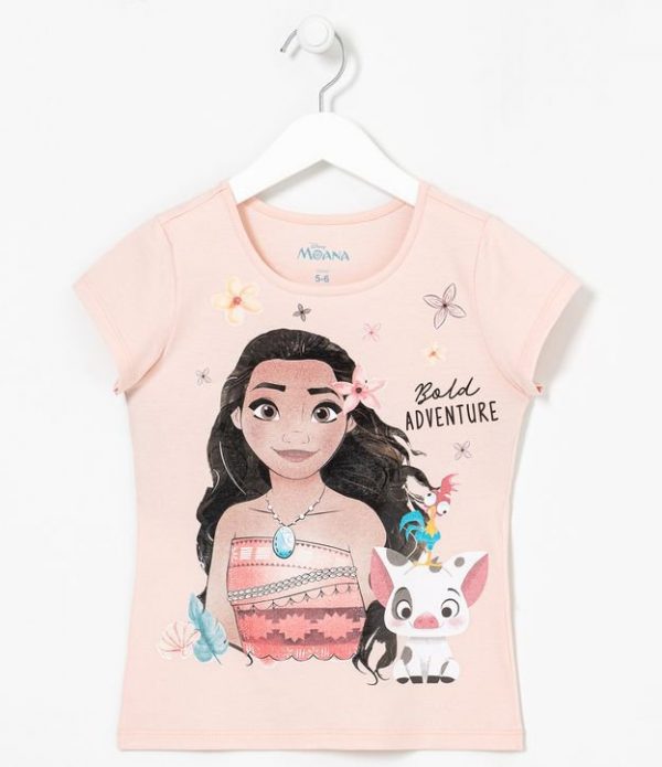 Blusa Infantil Estampa Moana e Amigos - Tam 5 a 14 anos