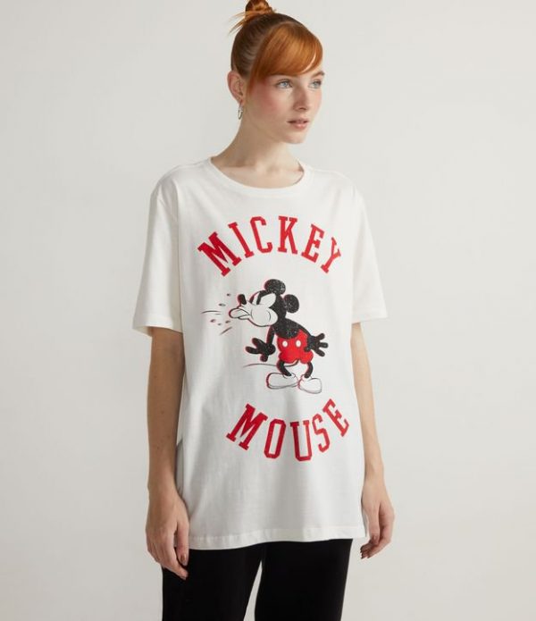 Blusa Manga Curta em Algodão com Estampa Mickey Retrô