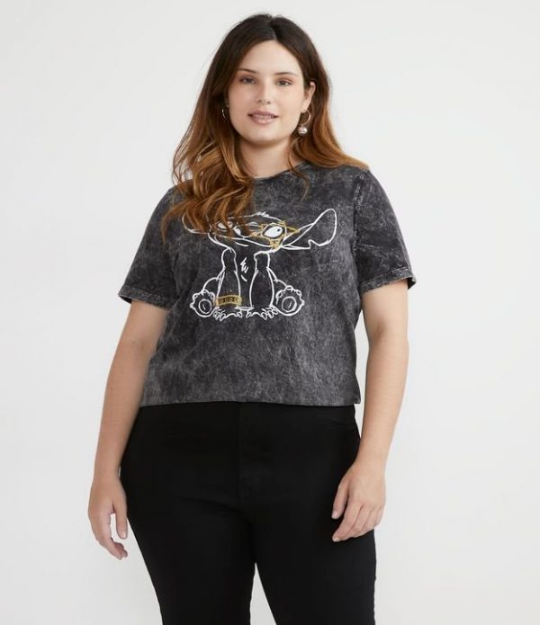 Blusa em Algodão Marmorizada com Estampa Stitch Curve & Plus Size