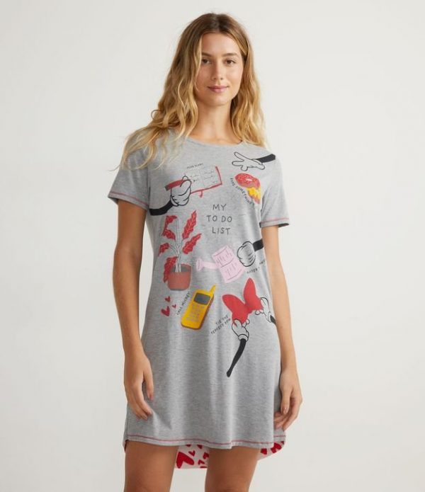 Camisola Manga Curta em Viscolycra com Estampa Mickey Dear Diary