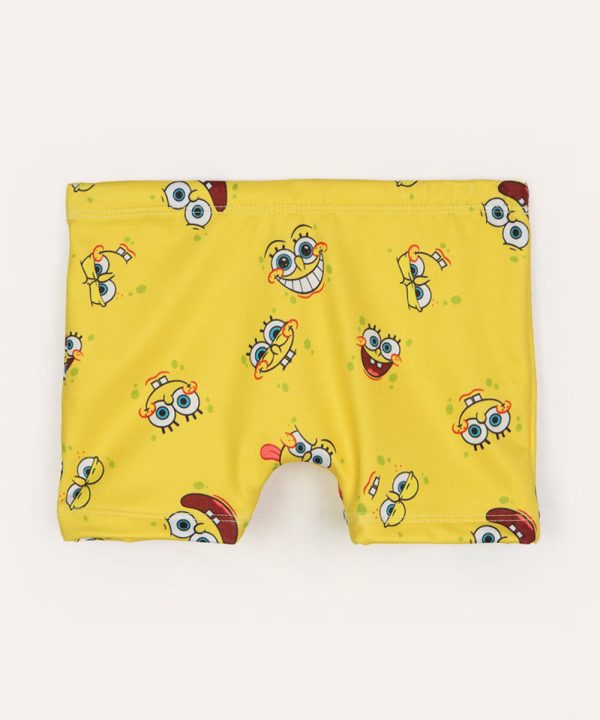 sunga boxer infantil bob esponja proteção uv amarela