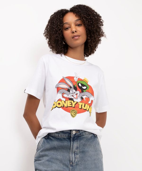 camiseta de algodão looney tunes off white