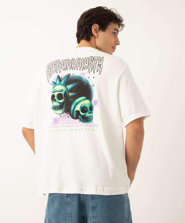 camiseta de algodão rick and morty manga curta off white