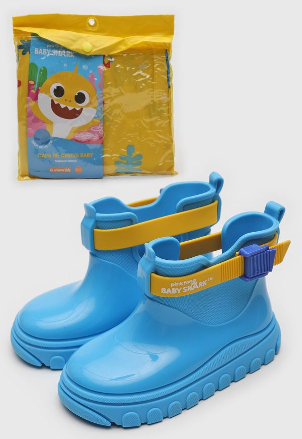 Infantil - Galocha Grendene Baby Shark Rain Fun A Azul