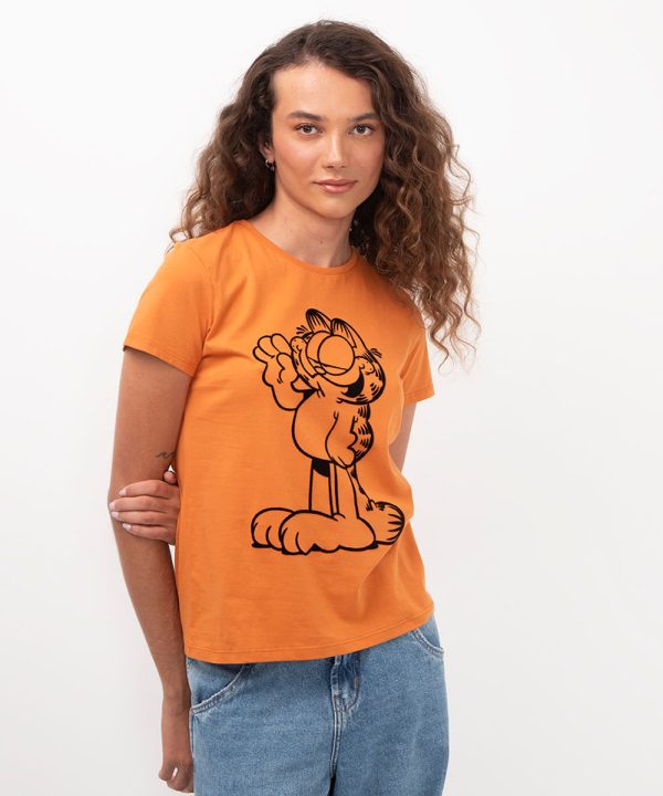 camiseta de algodão garfield laranja