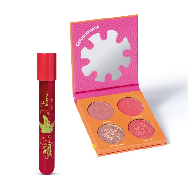 Combo Intense Patrick Estrela: Lip Tint Coral 5,5ml + Palette Multifuncional Bob Esponja 5,5ml