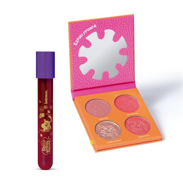 Combo Intense Sandy Bochechas: Lip Tint Rosa 5,5ml + Palette Multifuncional Bob Esponja 5,5ml