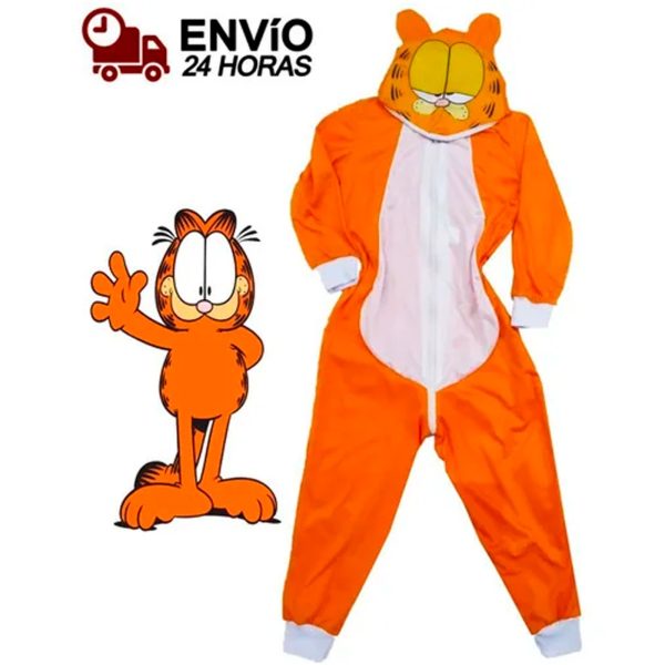 Infantil - Pijama Macacão Kigurumi Fantasia Garfield Parmalat