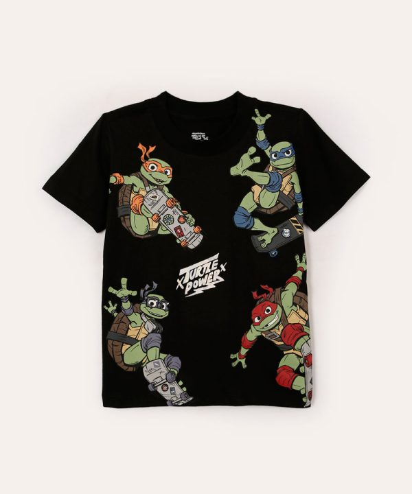 camiseta de algodão infantil tartarugas ninja preta