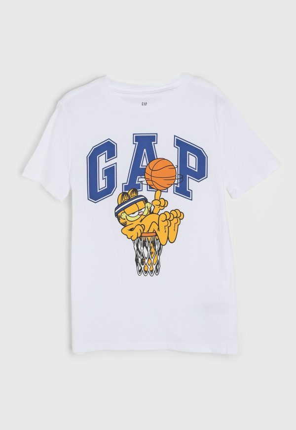 Infantil - Camiseta Manga Curta GAP Logo Estampado Garfield Branca