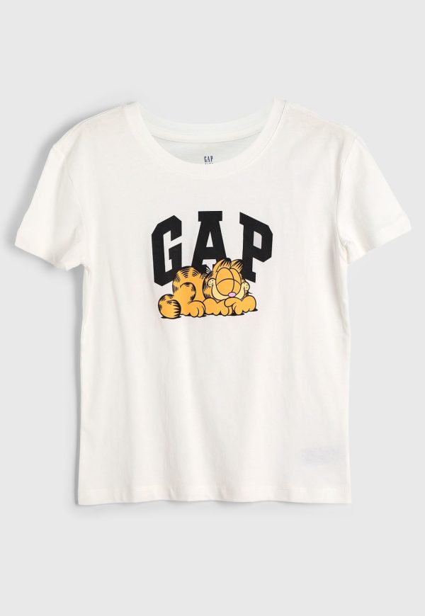 Infantil - Camiseta Manga Curta GAP Logo Estampado Garfield Off-White