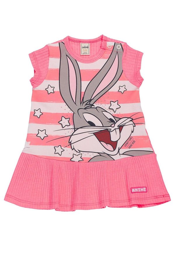 Infantil - Vestido MC Looney Tunes Rosa Animê P Rosa