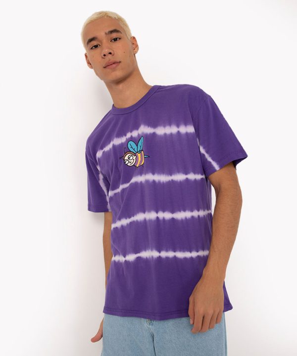 camiseta de algodão manga curta tie dye rick and morty roxo