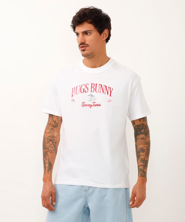 camiseta relaxed de algodão looney tunes off white