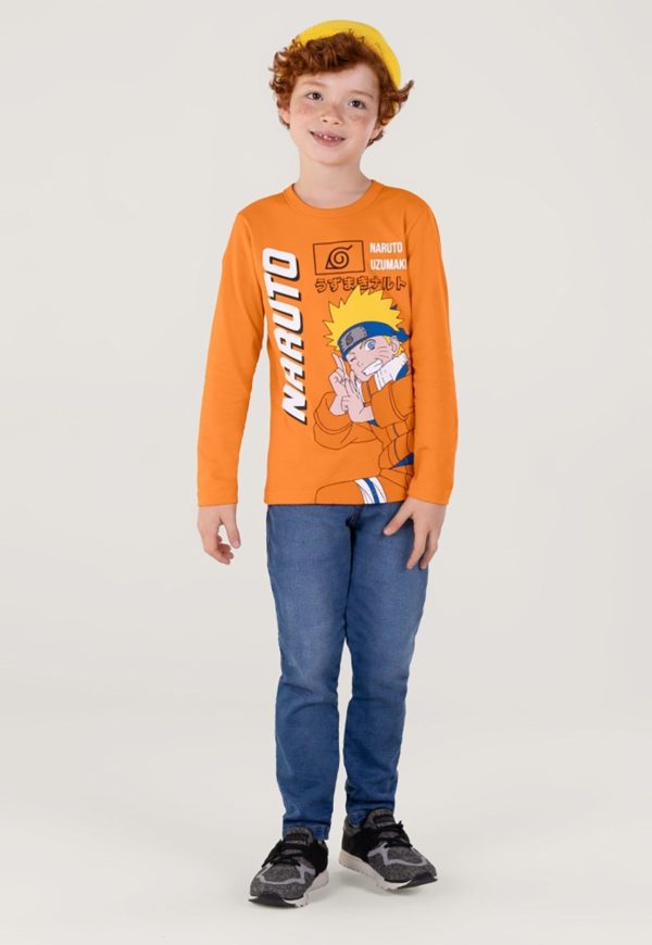 Infantil - Camiseta Naruto Em Malha Laranja Brandili