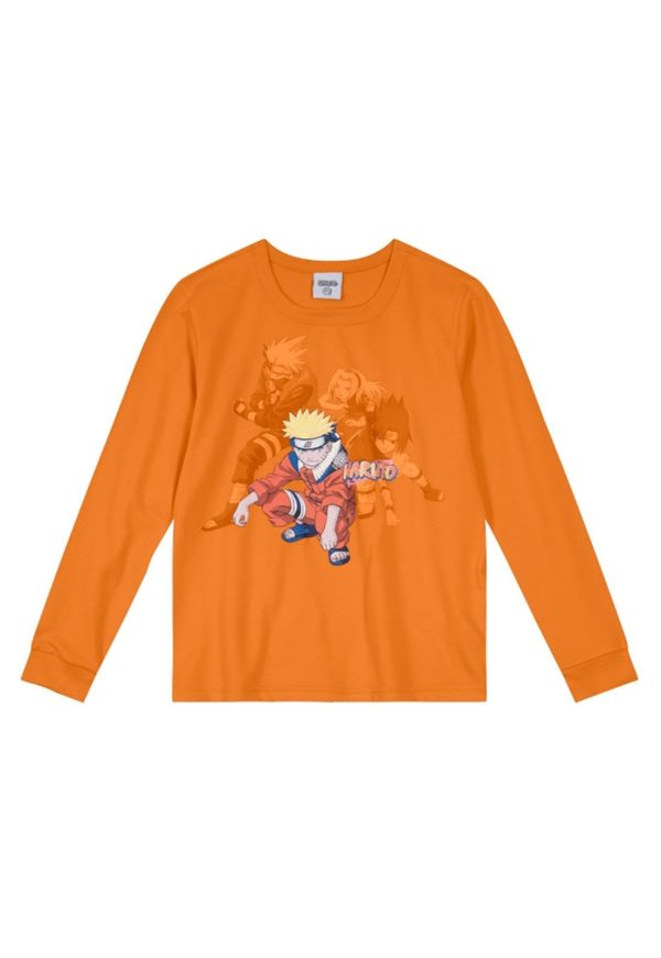 Infantil - Camiseta Naruto Malha Laranja Brandili