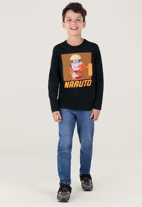 Infantil - Camiseta Naruto Malha Preto Brandili