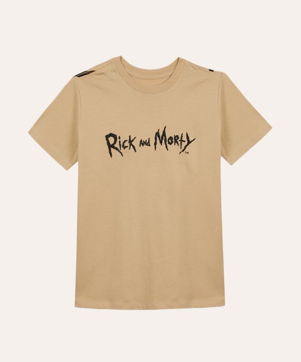 camiseta de algodão juvenil rick e morty bege