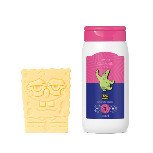 Combo Cuide-se Bob Esponja: Sabonete Líquido 250ml + Sabonete em Barra 2 x 100g