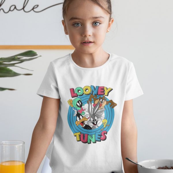 Infantil - Camiseta Menina Manga Curta Estampada Algodão Personagens Looney Tunes