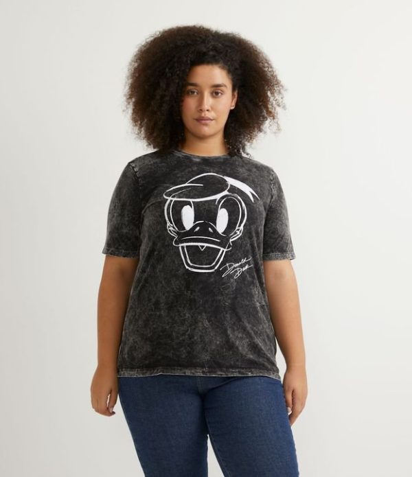 Blusa Marmorizada com Estampa Pato Donald Curve & Slus Size