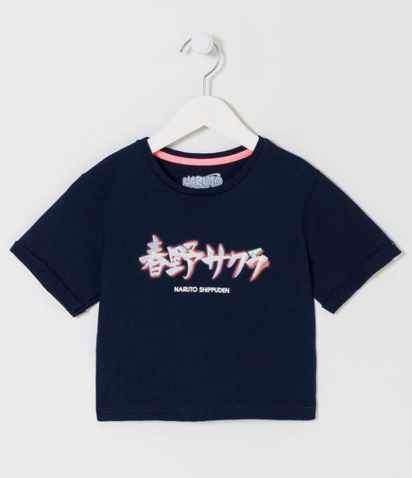 Blusa Cropped Infantil com Escrita do Naruto - Tam 5 a 14 anos