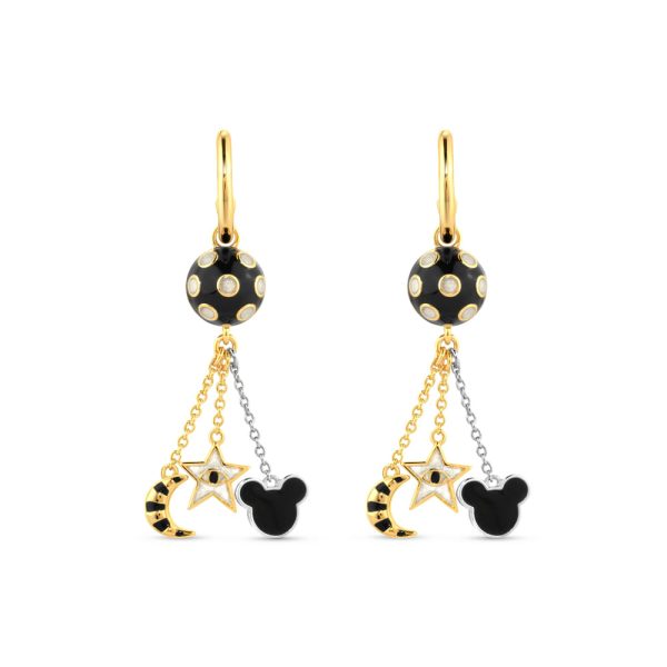Brinco Argola Life Esferas Disney em Prata 925 com Banho de Ouro Amarelo 18k com Esmalte