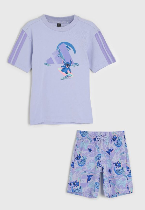 Infantil - Conjunto 2pçs Manga Curta adidas Originals Camiseta E Bermuda Disney Lilo E Stitch Lilás