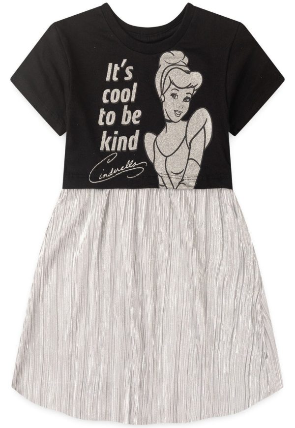 Infantil - Vestido Feminino Cinderela Preto e Prata Disney
