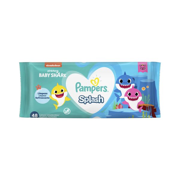Lenço Umedecido Pampers Splashers Baby Shark 48 Unidades