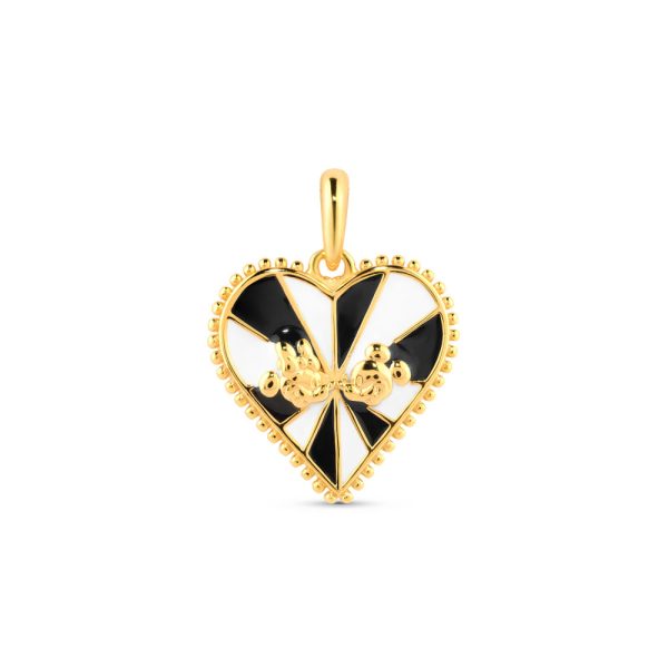 Pingente Life Disney Ana Strumpf Coração Casal em Prata 925 com Banho de Ouro Amarelo 18k e Esmalte