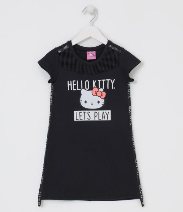 Vestido Infantil em Molecotton com Estampa da Hello Kitty - Tam 5 a 14 anos