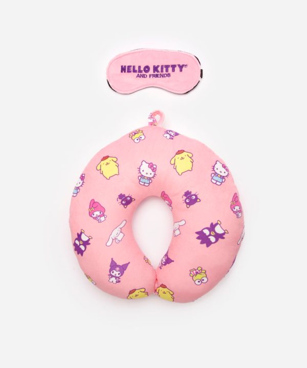 apoio de pescoço com máscara de dormir hello kitty rosa