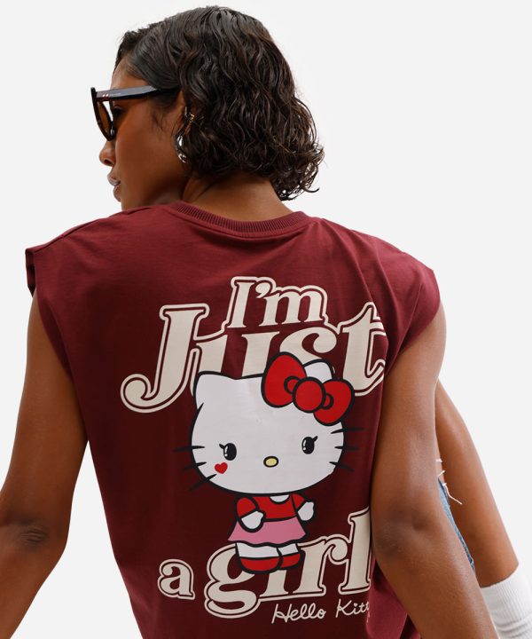 blusa muscle tee feminina hello kitty com brinde vinho