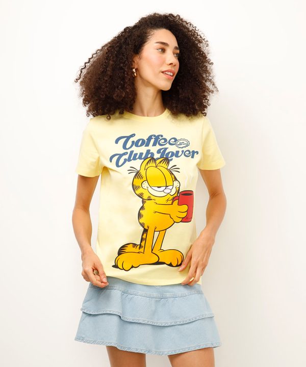 camiseta de algodão garfield amarela