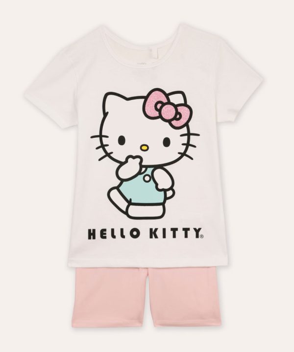 conjunto infantil curto hello kitty off white