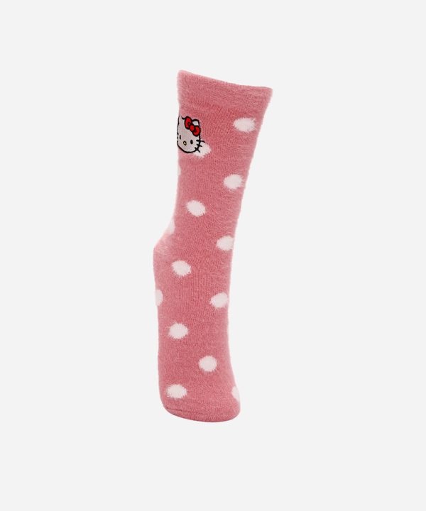 meia feminina cano alto hello kitty poá rosa
