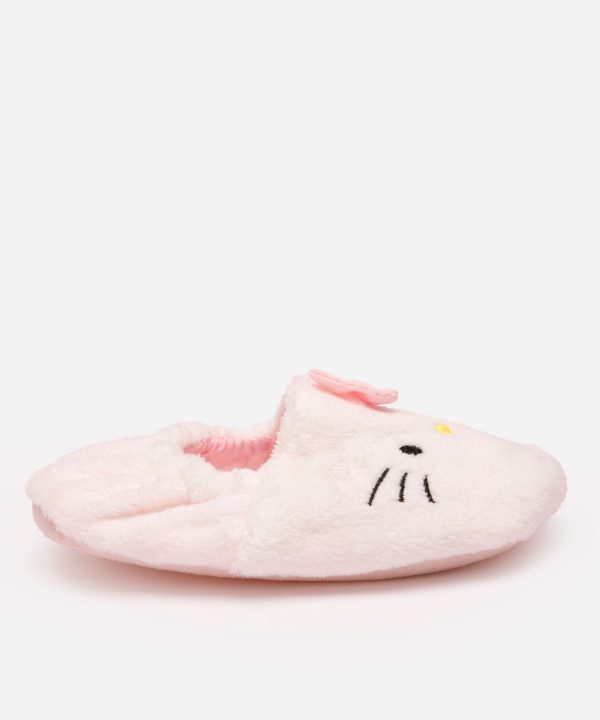 pantufa infantil hello kitty com antiderrapante branca