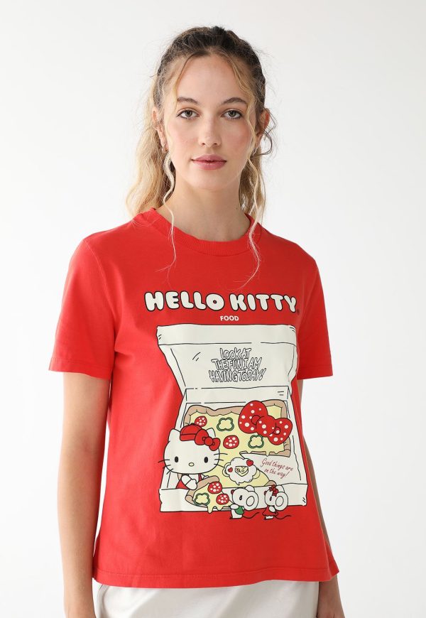 Camiseta My Favorite Things Reta Hello Kitty Vermelha