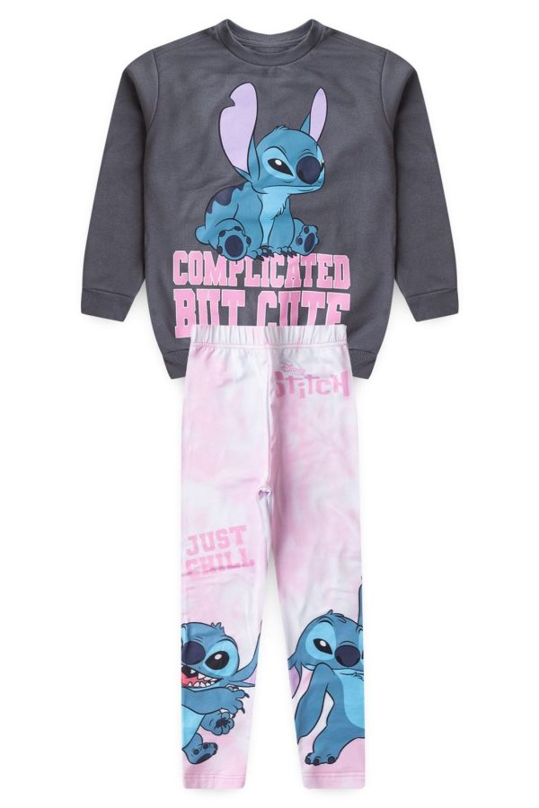 Infantil - Conjunto Disney Moletom Oversized Stitch Chumbo