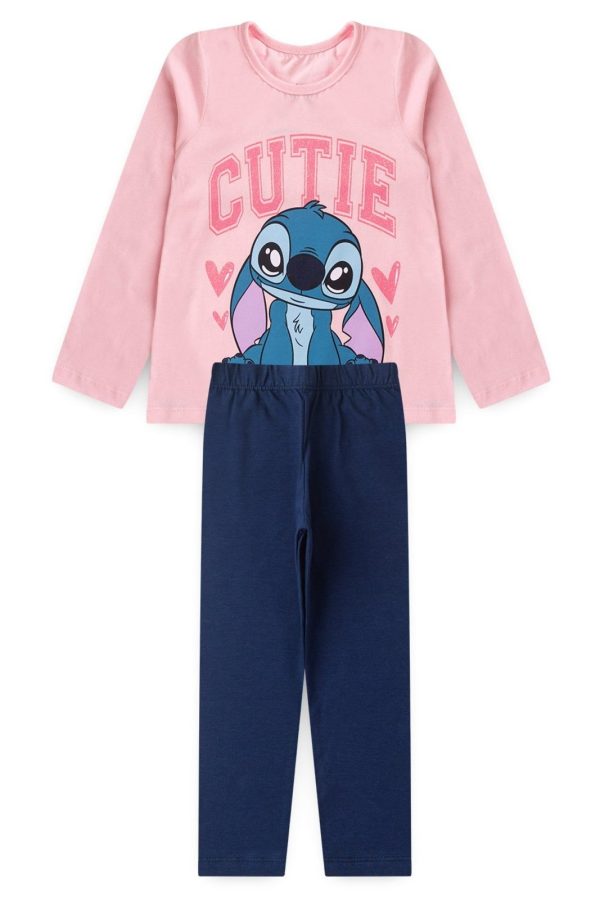 Infantil - Conjunto Disney Stitch Rosa